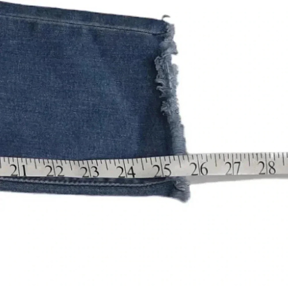 Levi's Premium Jeans 724 High Rise Slim  Straight Crop Jean Blue Raw Hem Size 25 - Picture 15 of 16